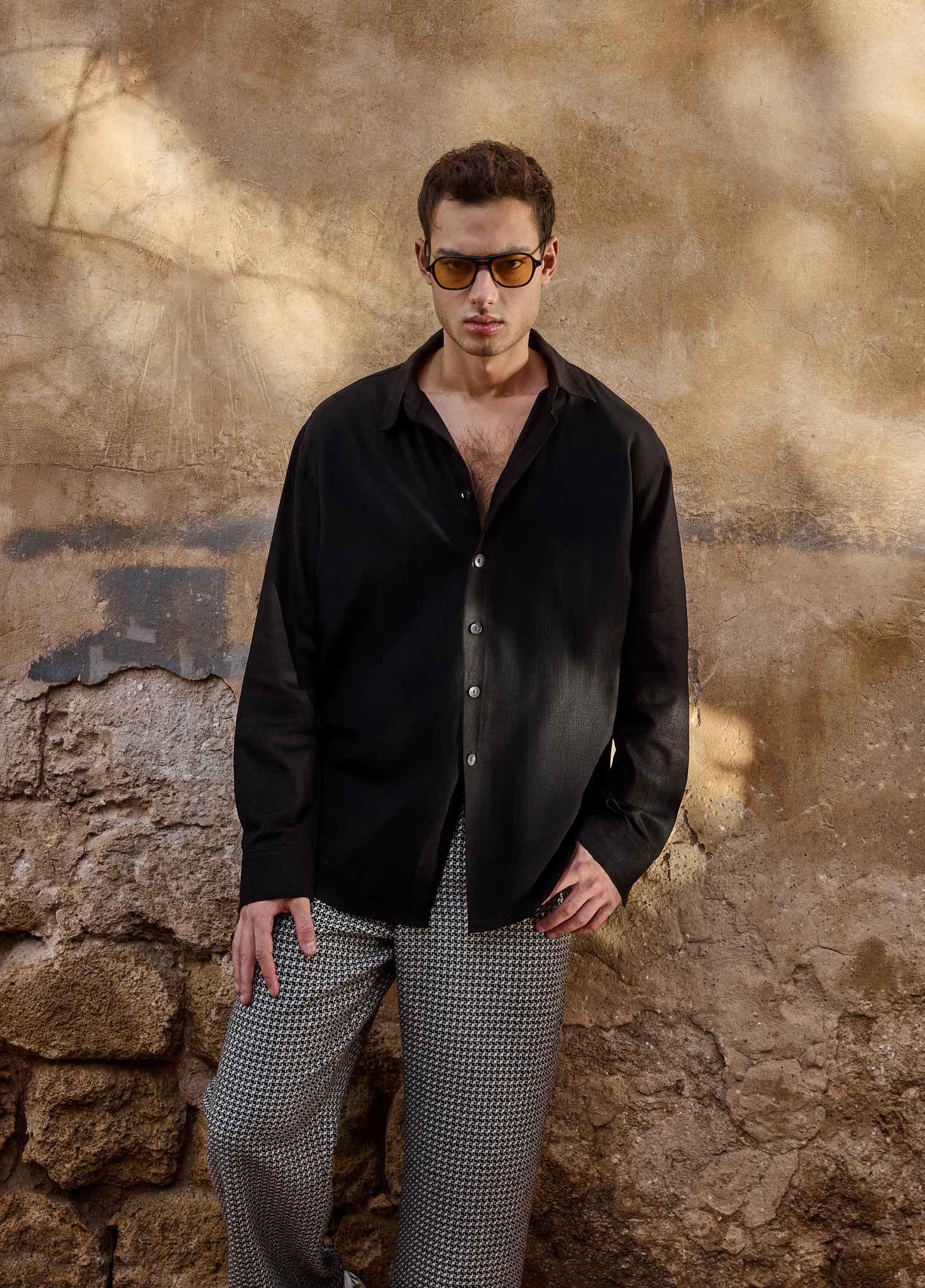 Black Linen Dress Shirt