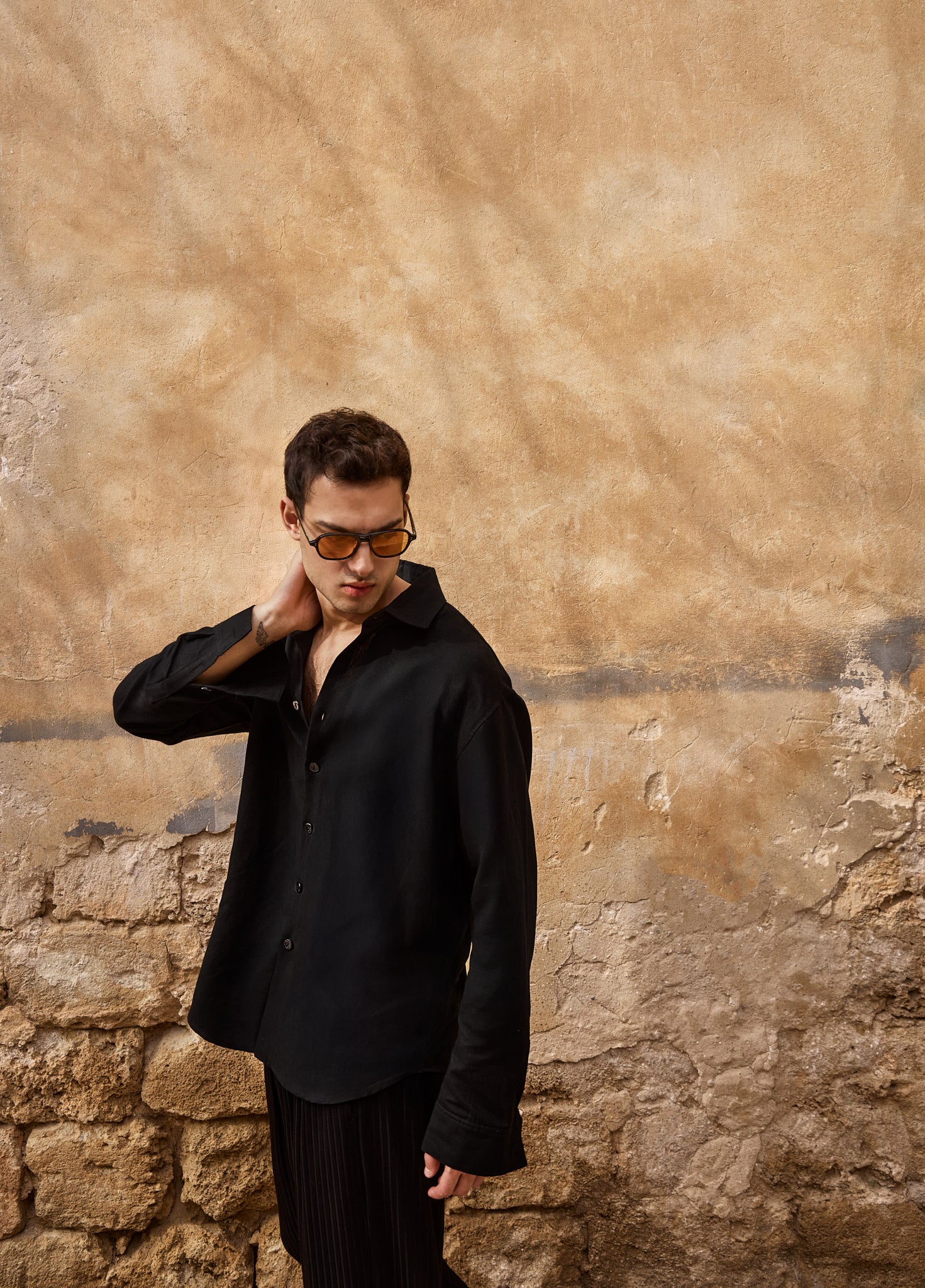 Matte Black Linen Dress Shirt