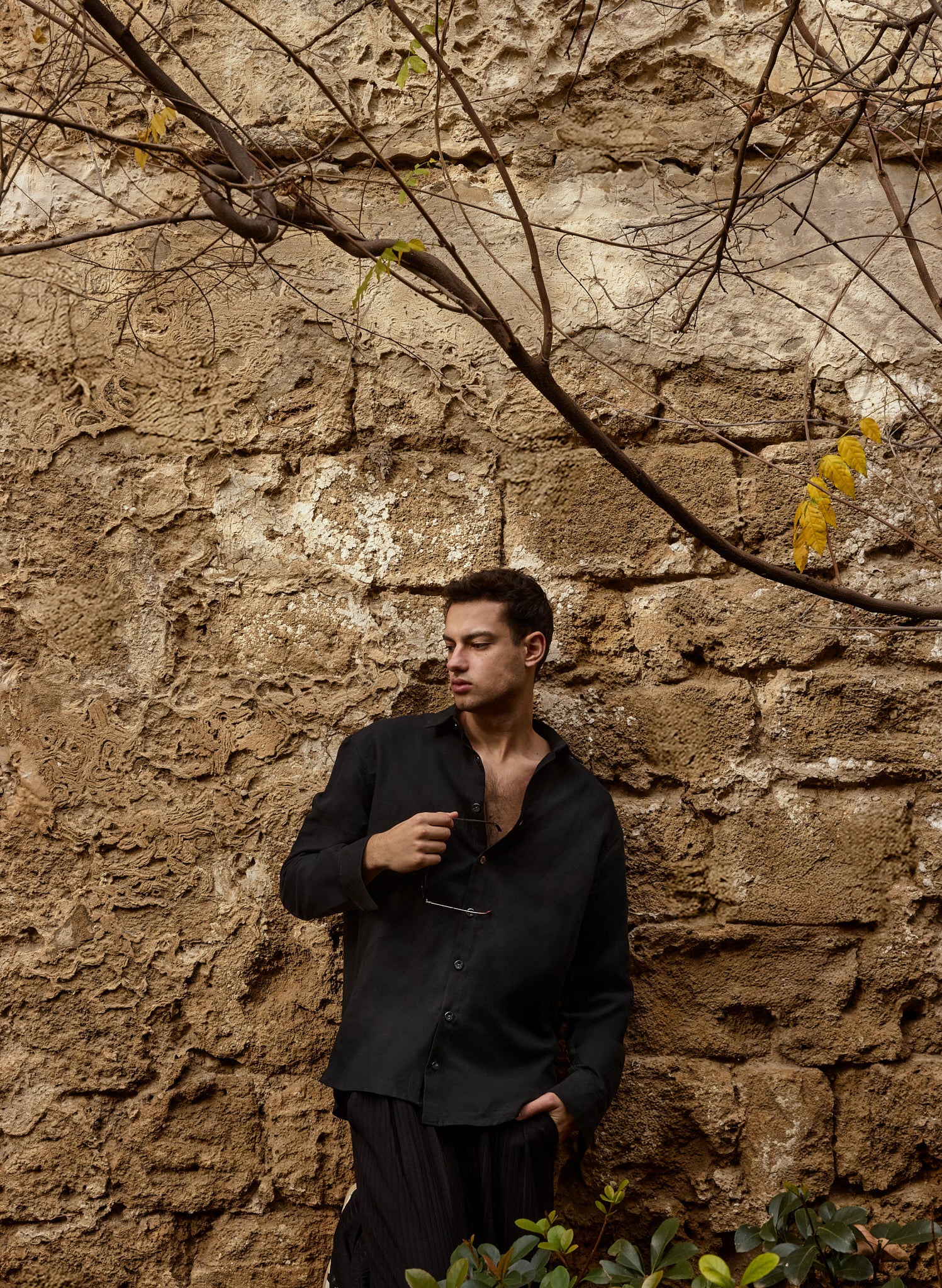 Matte Black Linen Dress Shirt