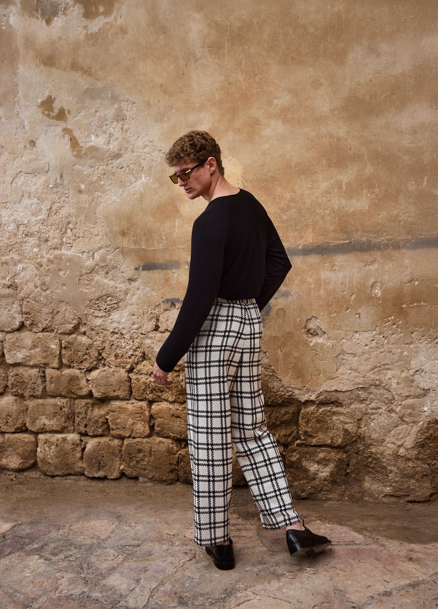 Houndstooth Wool Pants