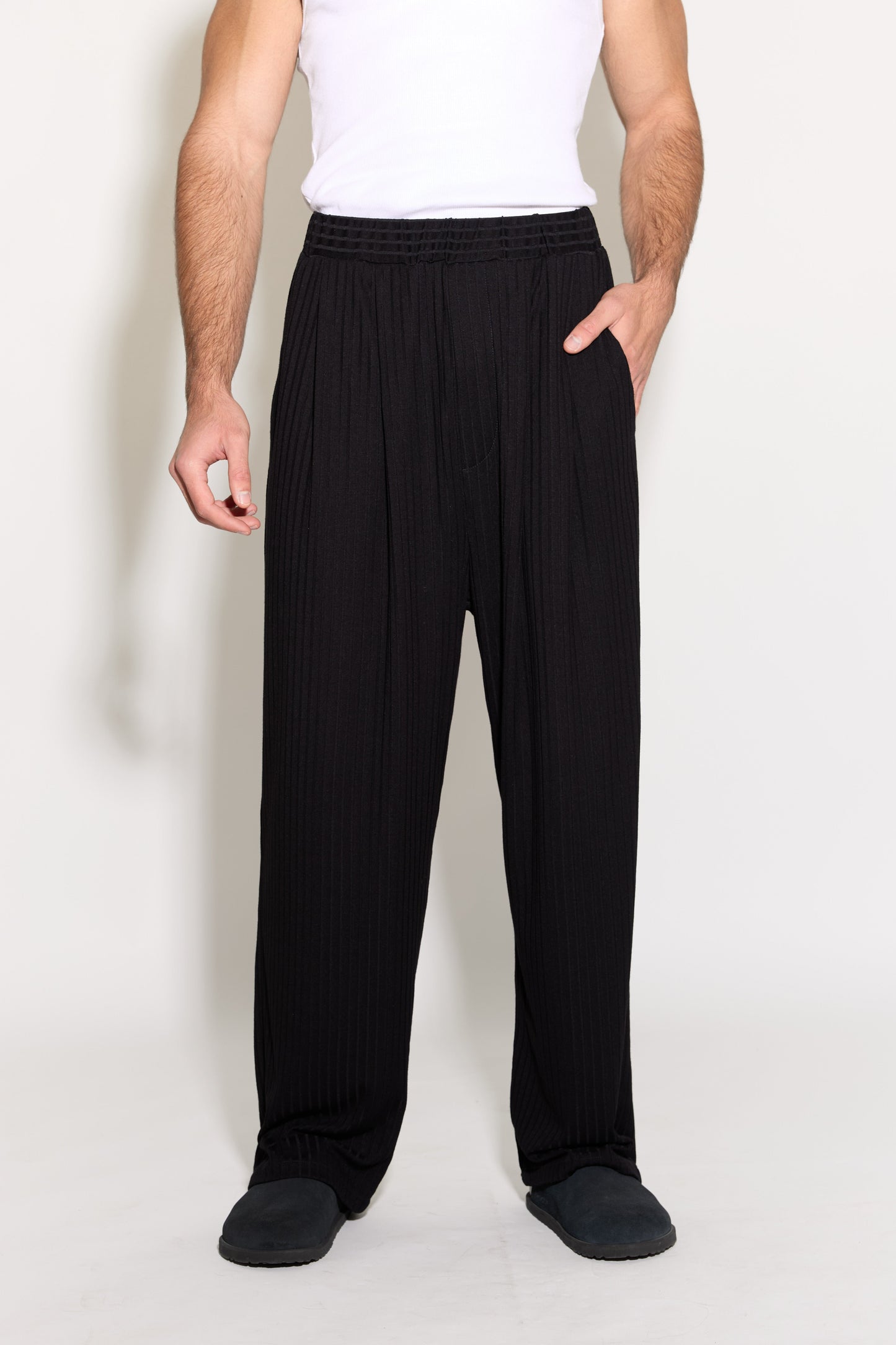 Black Plisse Trousers