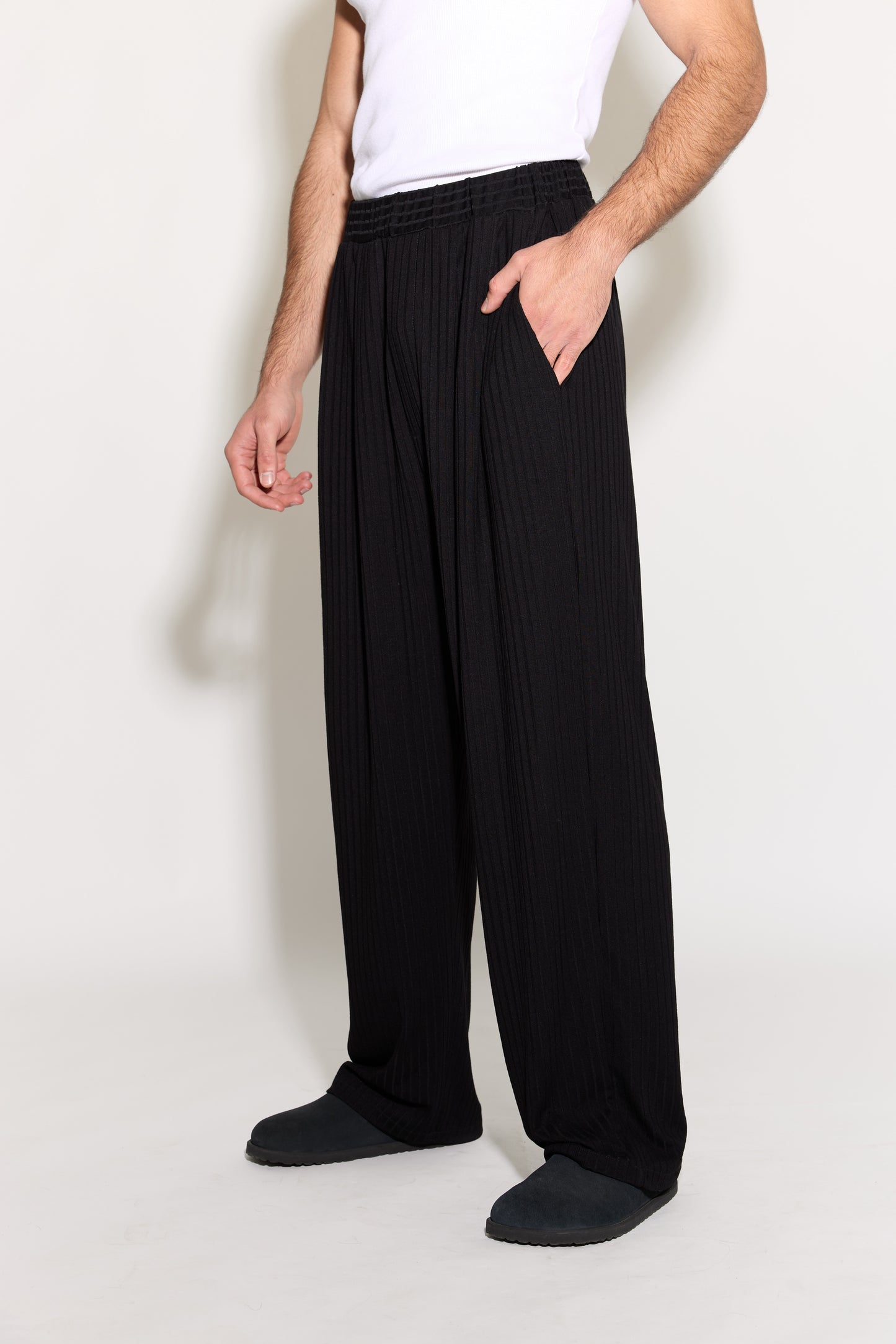 Black Plisse Trousers