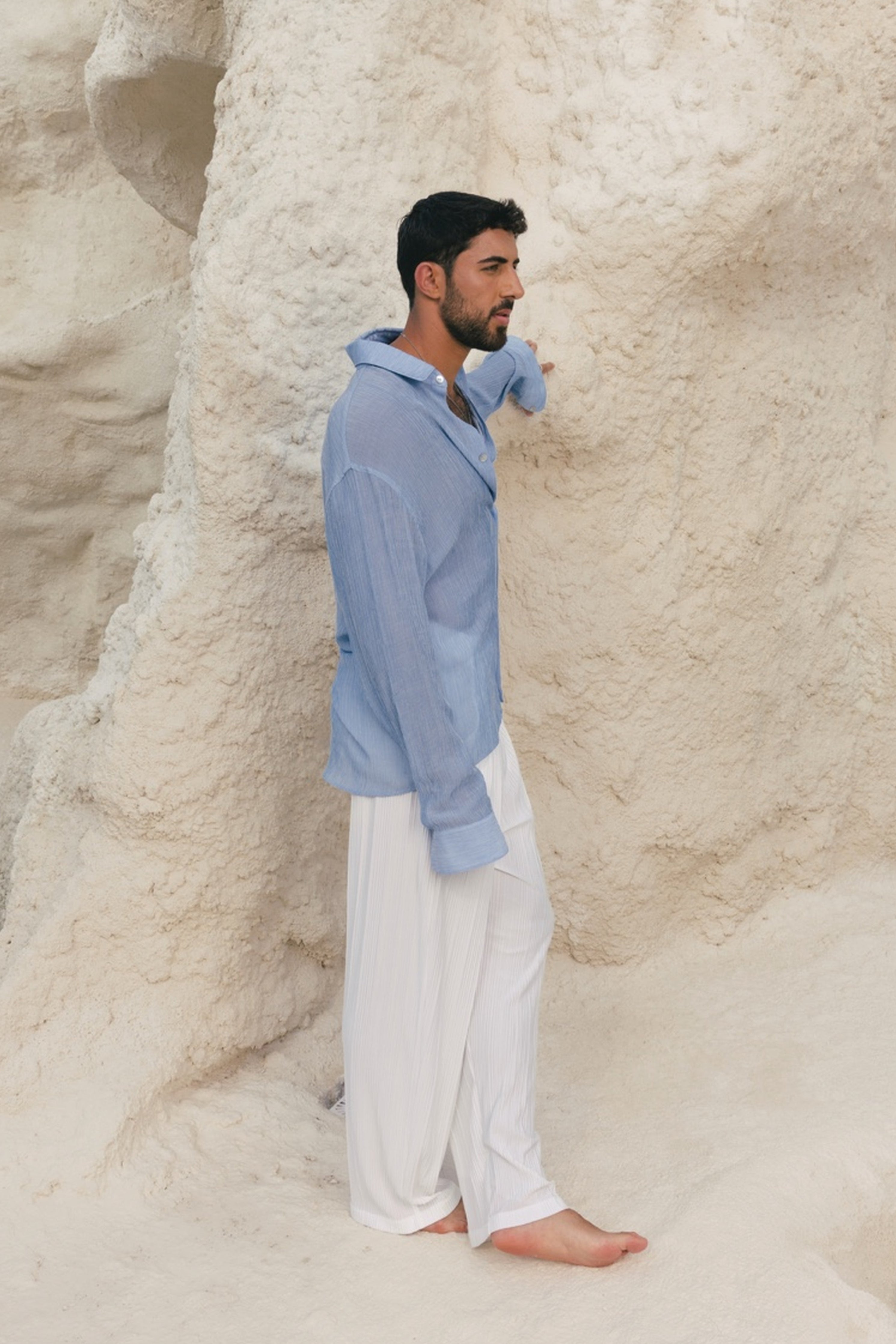 White Plisse Pants